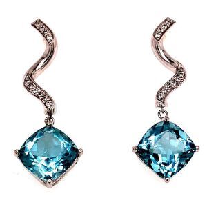 Natural Aquamarine Diamond Earrings 14k Gold 8.15 TCW Certified $4,950 111528